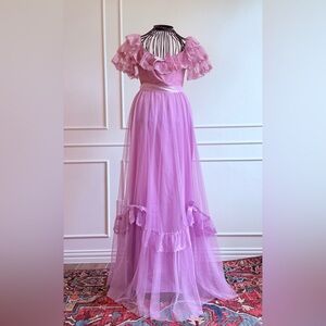 Vintage JCPenney Lilac Lace Evening Gown | Vintage Prom Dress | French Dress